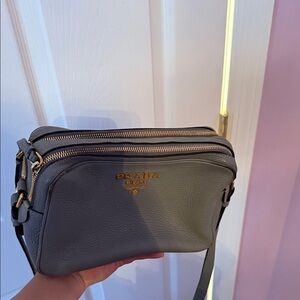 Prada Charcoal Leather Shoulder Bag, worn , good condition